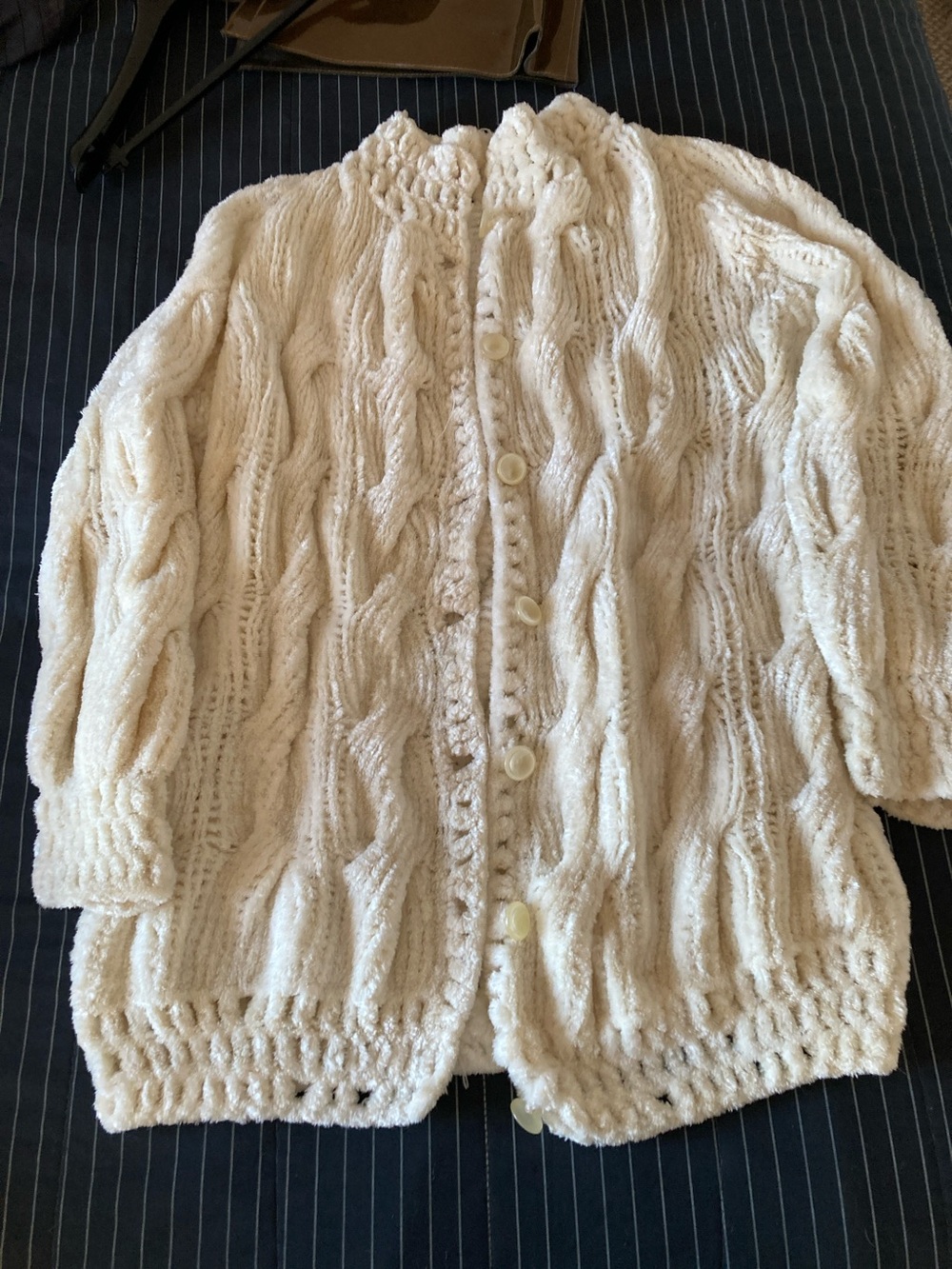 Cozy Cream Cable-Front Button Cardigan